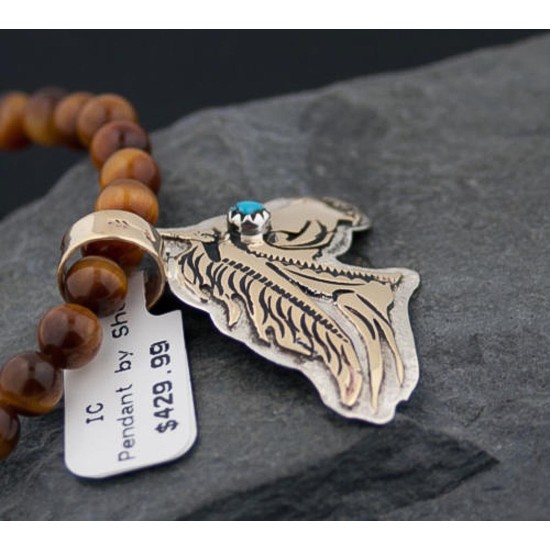12kt Gold Filled Handmade Horse Certified Authentic .925 Sterling Silver Navajo Turquoise Native American Necklace 370881091129