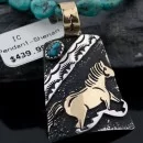 12kt Gold Filled Handmade Horse .925 Sterling Silver Navajo Turquoise Native American Necklace 370882633206