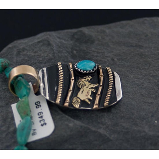 12kt Gold Filled Handmade Horse Certified Authentic .925 Sterling Silver Navajo Turquoise Native American Necklace 370885895069