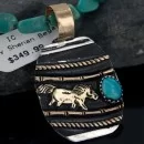 12kt Gold Filled Handmade Horse .925 Sterling Silver Navajo Turquoise Native American Necklace 370885895069