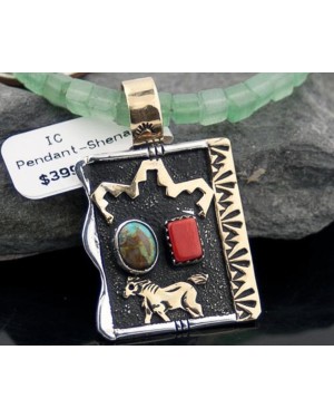 12kt Gold Filled Handmade Horse Certified Authentic Navajo .925 Sterling Silver Natural Turquoise Native American Necklace 390585942440