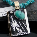 12kt Gold Filled Handmade Hummingbird Certified Authentic Navajo .925 Sterling Silver Turquoise Native American Necklace 370808784594