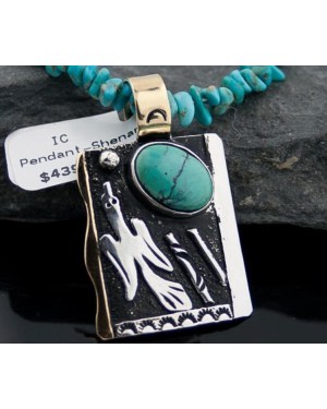 12kt Gold Filled Handmade Hummingbird Certified Authentic Navajo .925 Sterling Silver Turquoise Native American Necklace 370808784594