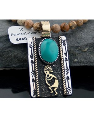 12kt Gold Filled Handmade Kokopelli Arrow Certified Authentic Navajo .925 Sterling Silver Turquoise 6 Native American Necklace 370808224532