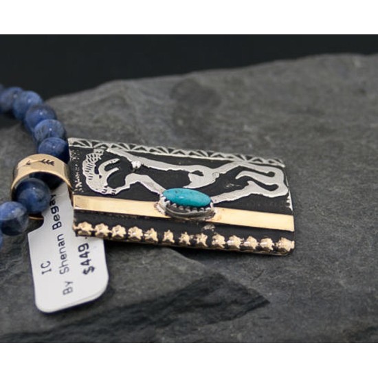 12kt Gold Filled Handmade KOKOPELLI Certified Authentic .925 Sterling Silver Navajo Turquoise Native American Necklace 370846354311