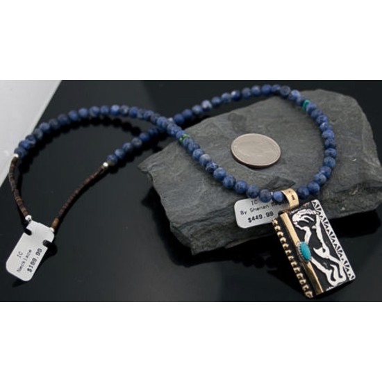 12kt Gold Filled Handmade KOKOPELLI Certified Authentic .925 Sterling Silver Navajo Turquoise Native American Necklace 370846354311