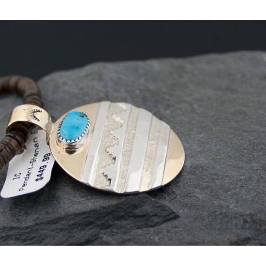 12kt Gold Filled Handmade Mountain Certified Authentic .925 Sterling Silver Turquoise Native American Necklace 370843756299