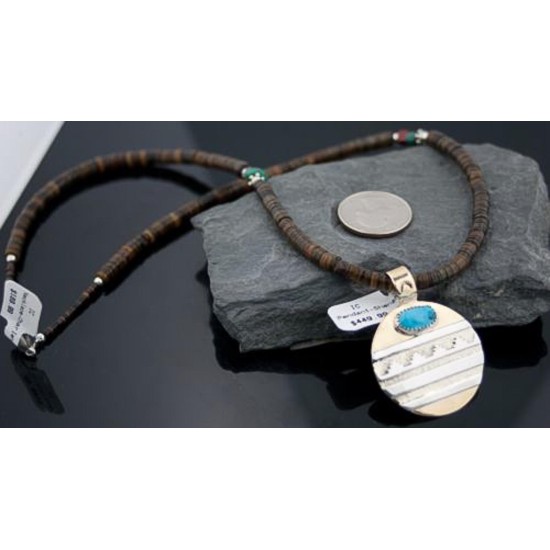 12kt Gold Filled Handmade Mountain Certified Authentic .925 Sterling Silver Turquoise Native American Necklace 370843756299