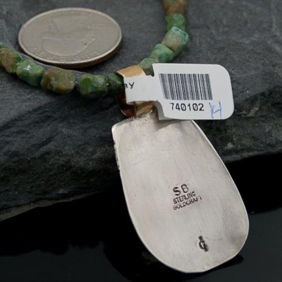 12kt Gold Filled Handmade Mountain Certified Authentic .925 Sterling Silver Navajo LAPIS and Turquois Native American Necklace 390613921458