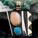 12kt Gold Filled Handmade Mountain Certified Authentic .925 Sterling Silver Navajo Turquoise Native American Necklace 370797836038