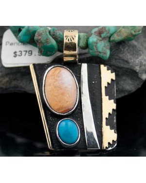 12kt Gold Filled Handmade Mountain Certified Authentic .925 Sterling Silver Navajo Turquoise Native American Necklace 370797836038