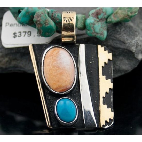 12kt Gold Filled Handmade Mountain Certified Authentic .925 Sterling Silver Navajo Turquoise Native American Necklace 370797836038