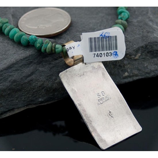 12kt Gold Filled Handmade Mountain Certified Authentic .925 Sterling Silver Turquoise Native American Necklace 370851216059