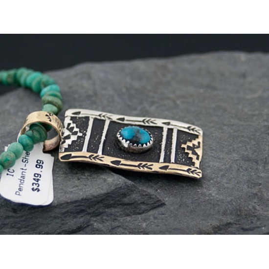 12kt Gold Filled Handmade Mountain Certified Authentic .925 Sterling Silver Turquoise Native American Necklace 370851216059