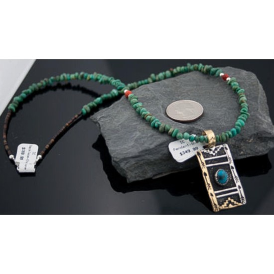 12kt Gold Filled Handmade Mountain Certified Authentic .925 Sterling Silver Turquoise Native American Necklace 370851216059