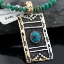12kt Gold Filled Handmade Mountain .925 Sterling Silver Turquoise Native American Necklace 370851216059
