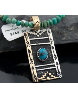 12kt Gold Filled Handmade Mountain Certified Authentic .925 Sterling Silver Turquoise Native American Necklace 370851216059