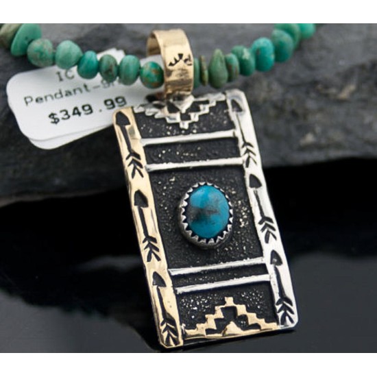 12kt Gold Filled Handmade Mountain Certified Authentic .925 Sterling Silver Turquoise Native American Necklace 370851216059