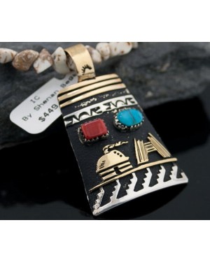 12kt Gold Filled Handmade StoryTeller Certified Authentic .925 Sterling Silver Navajo Turquoise Native American Necklace 390619935941