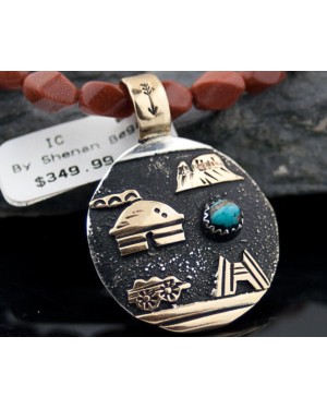 12kt Gold Filled Handmade Storyteller Certified Authentic .925 Sterling Silver Navajo Turquoise Native American Necklace 390627763213