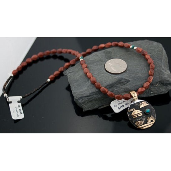 12kt Gold Filled Handmade Storyteller Certified Authentic .925 Sterling Silver Navajo Turquoise Native American Necklace 390627763213