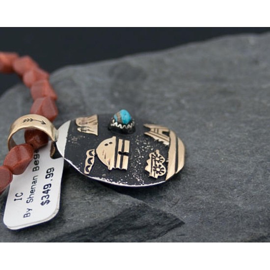 12kt Gold Filled Handmade Storyteller Certified Authentic .925 Sterling Silver Navajo Turquoise Native American Necklace 390627763213