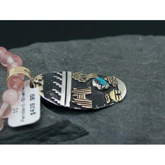 12kt Gold Filled Handmade Storyteller Turquoise Certified Authentic .925 Sterling Silver Navajo Native American Necklace 370833769594