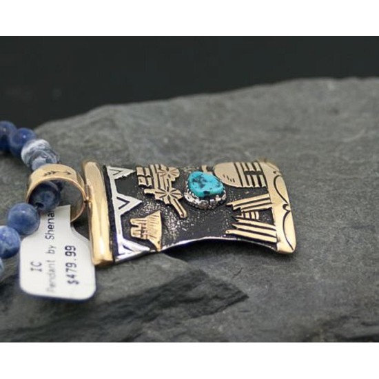 12kt Gold Filled Handmade Storyteller Turquoise Certified Authentic .925 Sterling Silver Navajo Native American Necklace 370829502799 12kt Gold Filled Handmade Storyteller Turquoise Certified Authentic .925 Sterling Silver Navajo Native American Necklace 370829502799