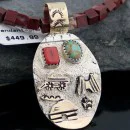 12kt Gold Filled Handmade Storyteller Turquoise .925 Sterling Silver Navajo Native American Necklace 390600765758