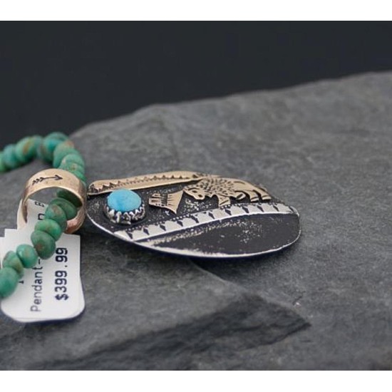 12kt Gold Filled Handmade Turquoise .925 Sterling Silver Certified Authentic Buffalo Navajo Native American Necklace 390603321287