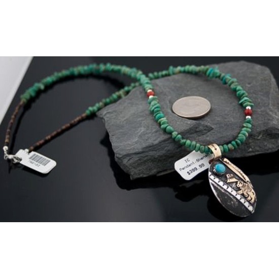 12kt Gold Filled Handmade Turquoise .925 Sterling Silver Certified Authentic Buffalo Navajo Native American Necklace 390603321287