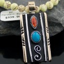 12kt Gold Filled Handmade Turquoise and Spiny Oyster .925 Sterling Silver Certified Authentic Navajo Native American Necklace 14785-17-1570