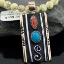 12kt Gold Filled Handmade Turquoise and Spiny Oyster .925 Sterling Silver Navajo Native American Necklace 14785-17-1570