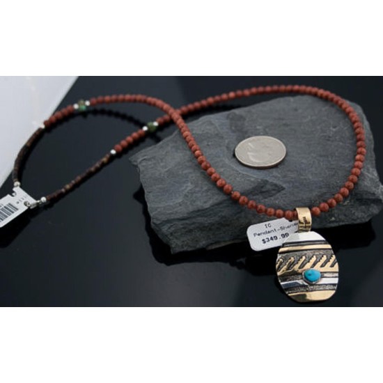 12kt Gold Filled Handmade Wave Certified Authentic .925 Sterling Silver Navajo Turquoise Native American Necklace 371312161728