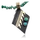 12kt Gold Filled Handmade Wave .925 Sterling Silver Navajo Turquoise Native American Necklace 390644930849