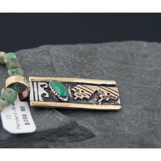12kt Gold Filled Handmade Wave Certified Authentic .925 Sterling Silver Navajo Turquoise Native American Necklace 390646384025