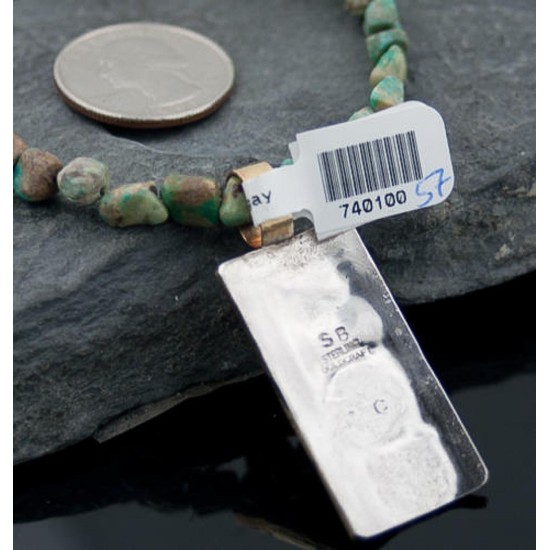 12kt Gold Filled Handmade Wave Certified Authentic .925 Sterling Silver Navajo Turquoise Native American Necklace 390646384025