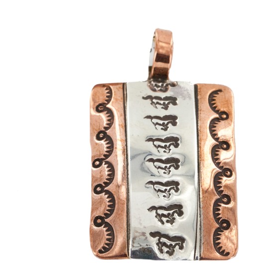 Handmade Horse Certified Authentic Navajo Pure .925 Sterling Silver and Copper Pendant 1 Native American Necklace 16986-3