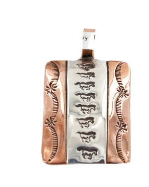 Handmade Horse Certified Authentic Navajo Pure .925 Sterling Silver and Copper Pendant Native American Necklace 16986-4