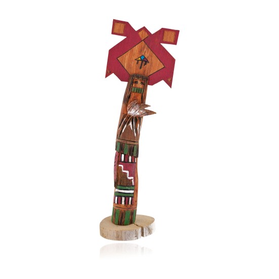 $180 Handmade Certified Authentic Hopi Long Hair Feather Dancer Native American Kachina 19114