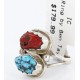 Handmade Certified Authentic Navajo .925 Sterling Silver Turquoise and CORAL Native American Ring  390785195752