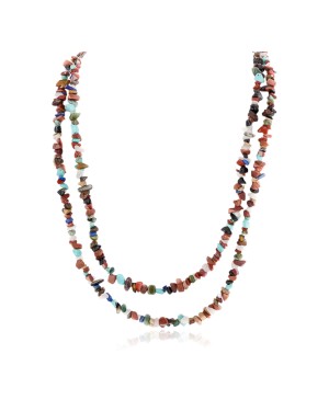 2 Strand Certified Authentic .925 Sterling Silver Navajo Natural Jasper and Multicolor Stones Native American Necklace 16020-83