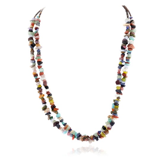 2 Strand Certified Authentic .925 Sterling Silver Navajo Natural Multicolor Stones Native American Necklace 15501-458 2 Strand Certified Authentic .925 Sterling Silver Navajo Natural Multicolor Stones Native American Necklace 15501-458