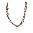 2 Strand Navajo .925 Sterling Silver Natural Goldstone and Multicolor Stones Native American Necklace 750104-455