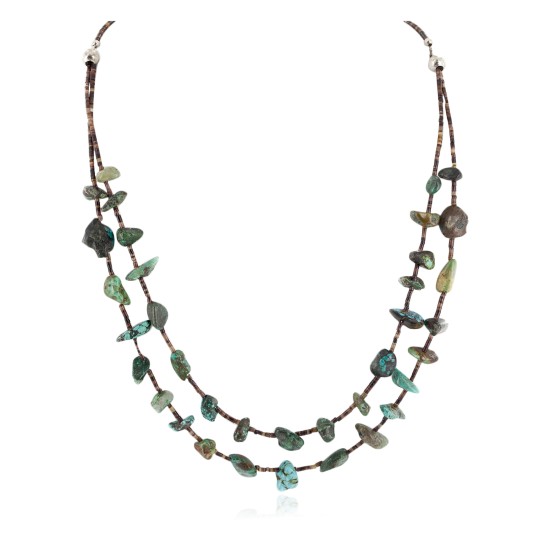 2 Strand Certified Authentic Navajo .925 Sterling Silver Natural Spiderweb Turquoise Coral Native American Necklace 15585-1