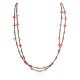 2 Strand Certified Authentic Navajo .925 Sterling Silver Natural Turquoise Coral Native American Necklace 750106-37