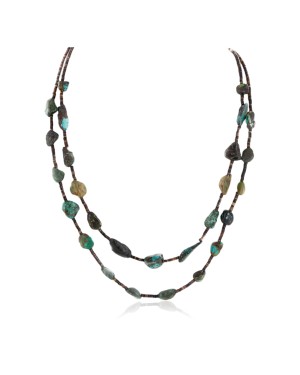 2 Strand Certified Authentic Navajo .925 Sterling Silver Natural Turquoise Native American Necklace 16006-66