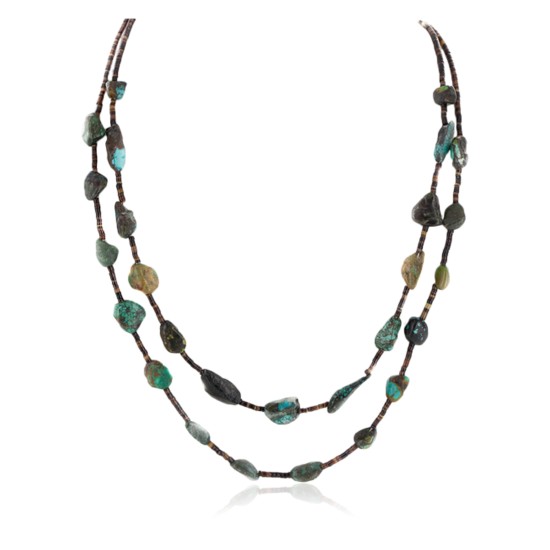 2 Strand Certified Authentic Navajo .925 Sterling Silver Natural Turquoise Native American Necklace 16006-66 2 Strand Certified Authentic Navajo .925 Sterling Silver Natural Turquoise Native American Necklace 16006-66