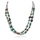 2 Strand Certified Authentic Navajo .925 Sterling Silver Natural Turquoise Native American Necklace 750105-28