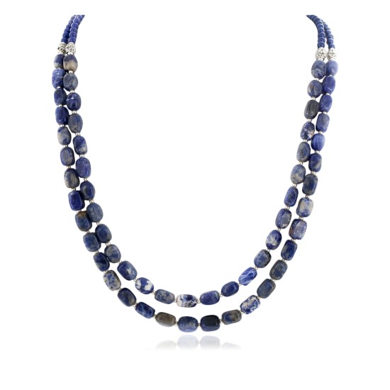 2 Strand Certified Authentic Navajo Natural Lapis Native American Necklace 17009